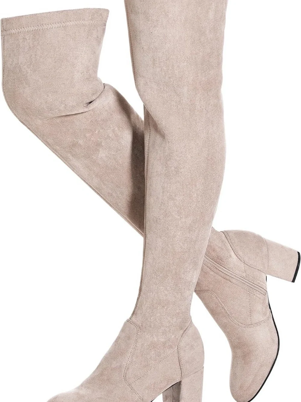Brand New! Women's Over-the-Knee Block Heel Boots in Light Taupe (Size: 7.5)